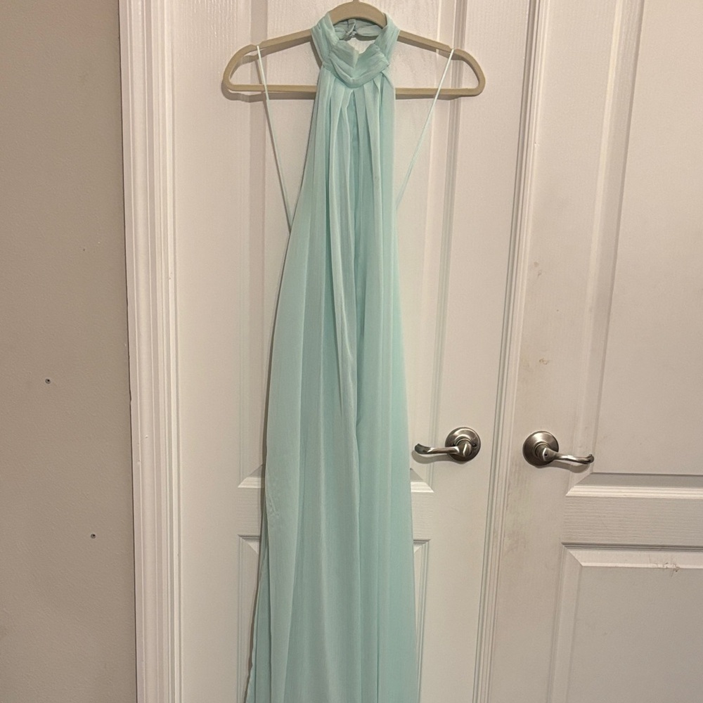 Fashion Nova Mint Backless Halter Jumpsuit